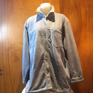 Barrage Woman’s 1X Button Down Blue Gray Shirt Coat